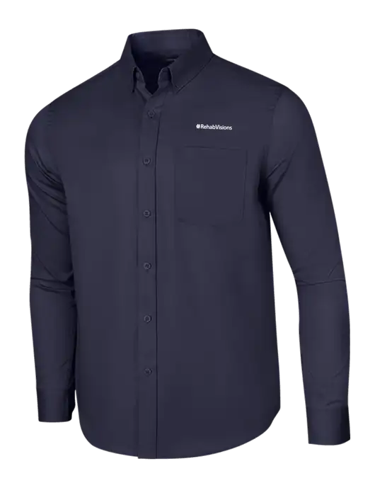 RehabVisions Long Sleeve Navy Superpro React Twill Shirt w/RehabVisions Logo