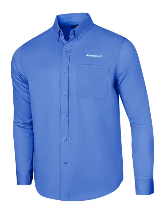 RehabVisions Long Sleeve Dark Carolina Blue Superpro React Twill Shirt w/RehabVisions Logo