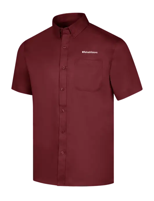 RehabVisions Short Sleeve Maroon Superpro React Twill Shirt w/RehabVisions Logo