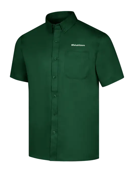 RehabVisions Short Sleeve Dark Green Superpro React Twill Shirt w/RehabVisions Logo