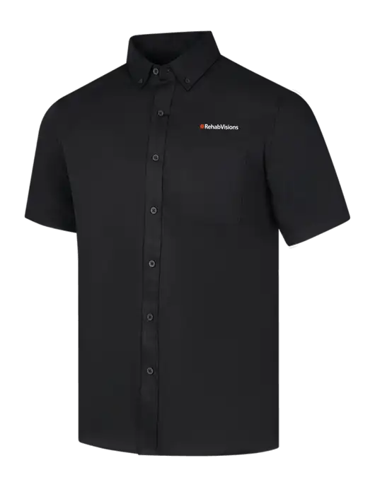 RehabVisions Short Sleeve Deep Black Superpro React Twill Shirt w/RehabVisions Logo