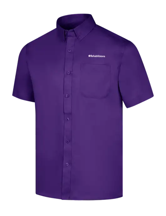 RehabVisions Short Sleeve Purple Superpro React Twill Shirt w/RehabVisions Logo