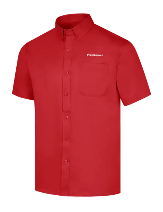 RehabVisions Short Sleeve Red Superpro React Twill Shirt w/RehabVisions Logo