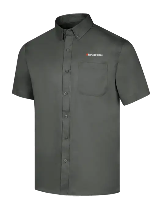 RehabVisions Short Sleeve Dark Grey Superpro React Twill Shirt w/RehabVisions Logo