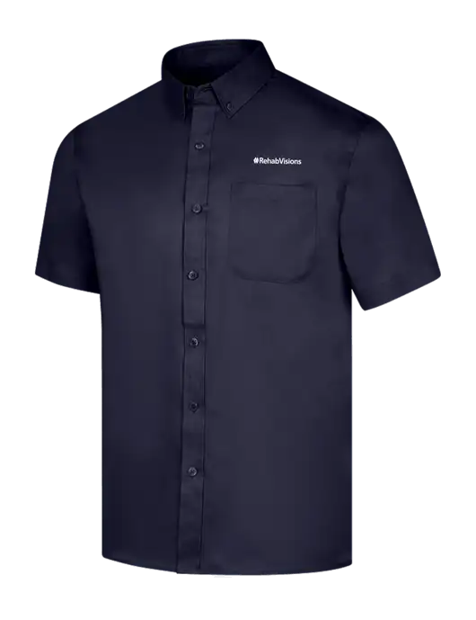 RehabVisions Short Sleeve Navy Superpro React Twill Shirt w/RehabVisions Logo