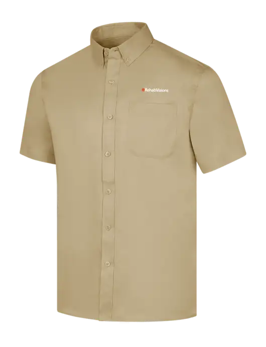 RehabVisions Short Sleeve Dark Tan Superpro React Twill Shirt w/RehabVisions Logo