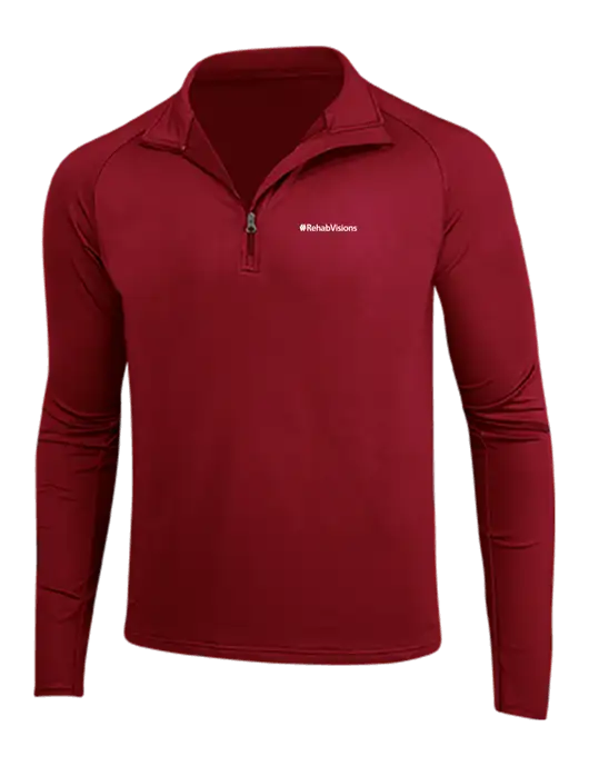 RehabVisions Red Sport Wick Stretch 1/4 Zip Pullover w/RehabVisions Logo