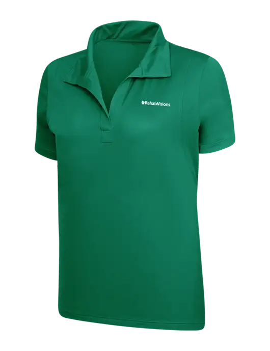 RehabVisions Womens Kelly Green Micropique Sport-Wick Polo w/RehabVisions Logo