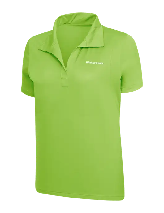 RehabVisions Womens Lime Green Micropique Sport-Wick Polo w/RehabVisions Logo