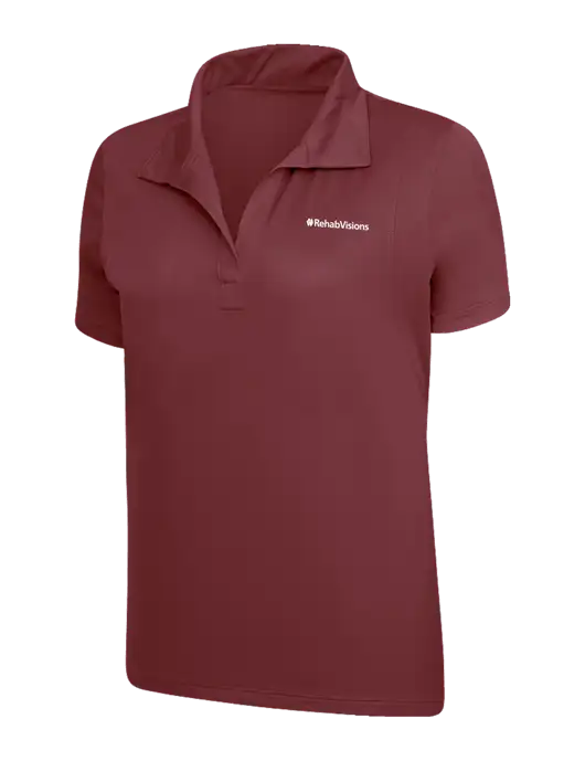RehabVisions Womens Maroon Micropique Sport-Wick Polo w/RehabVisions Logo