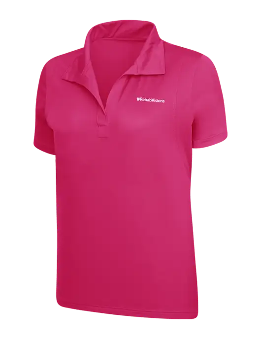 RehabVisions Womens Pink Raspberry Micropique Sport-Wick Polo w/RehabVisions Logo