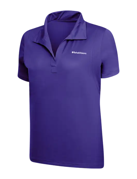 RehabVisions Womens Purple Micropique Sport-Wick Polo w/RehabVisions Logo