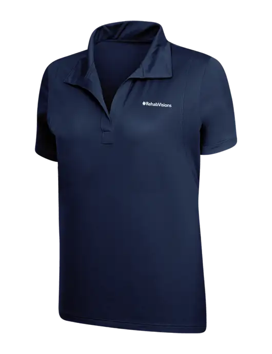 RehabVisions Womens Navy Micropique Sport-Wick Polo w/RehabVisions Logo