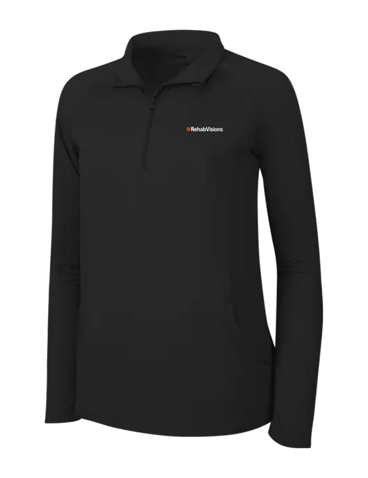 RehabVisions Womens Black Sport Wick Stretch 1/4 Zip Pullover w/RehabVisions Logo