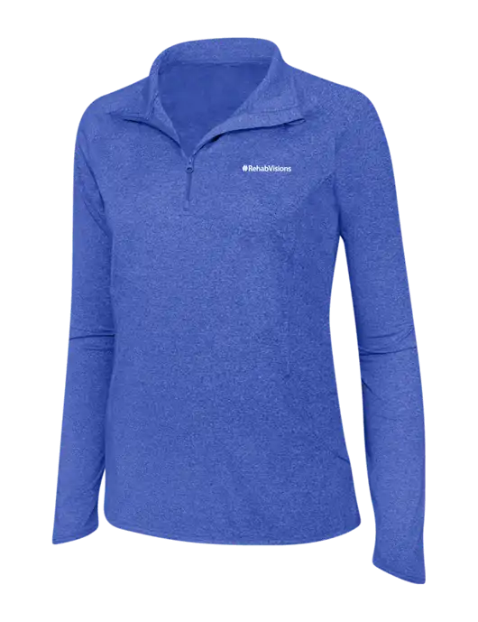RehabVisions Royal Heather Womens Sport Wick Stretch 1/4 Zip Pullover w/RehabVisions Logo