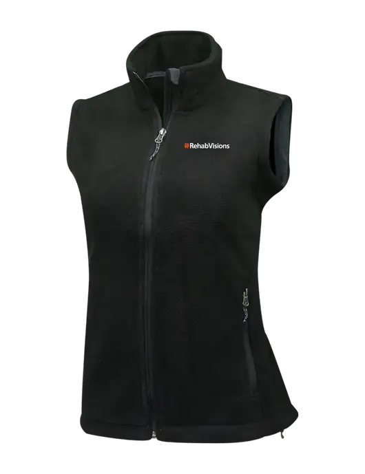 RehabVisions Womens Black Fleece Vest w/RehabVisions Logo