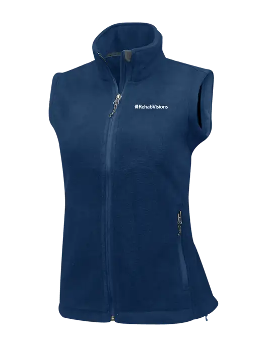 RehabVisions Navy Womens Fleece Vest w/RehabVisions Logo