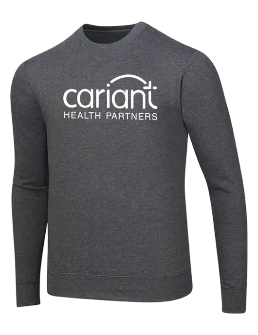 Cariant Dark Heather Grey 7.8 oz Ring Spun Crew Sweatshirt w/Cariant Logo