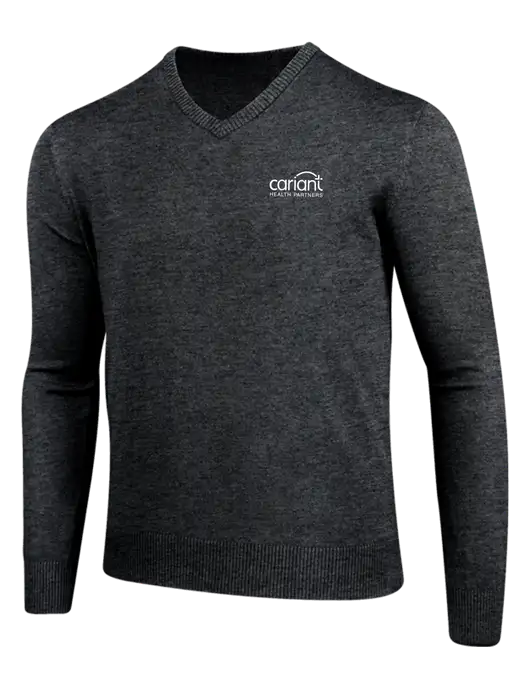 Cariant Charcoal Heather V-Neck Sweater w/Cariant Logo