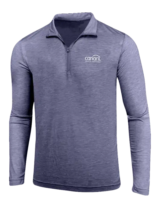 Cariant True Navy Heather Posicharge Tri-Blend Wicking 1/4 Zip Pullover w/Cariant Logo