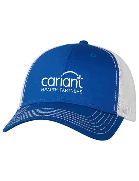 Cariant Royal & White Mesh Trucker Cap Snap Back w/Cariant Logo