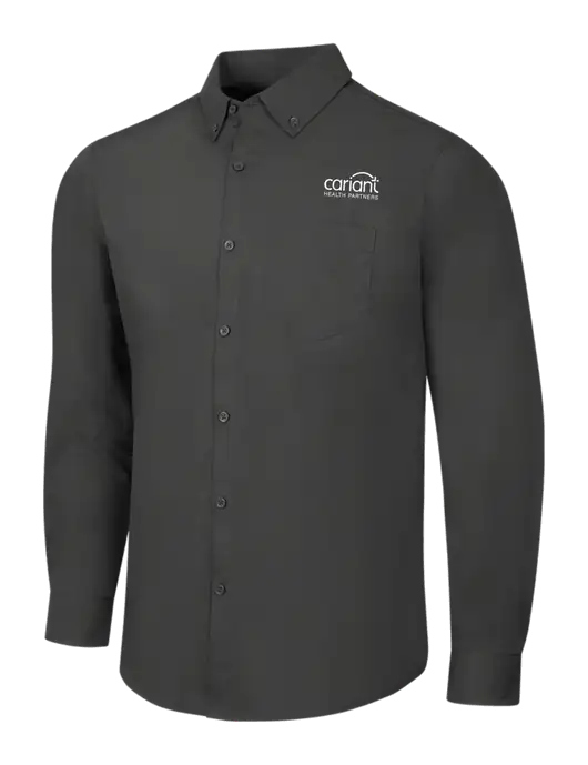 Cariant Dark Grey Long Sleeve Carefree Poplin Shirt w/Cariant Logo