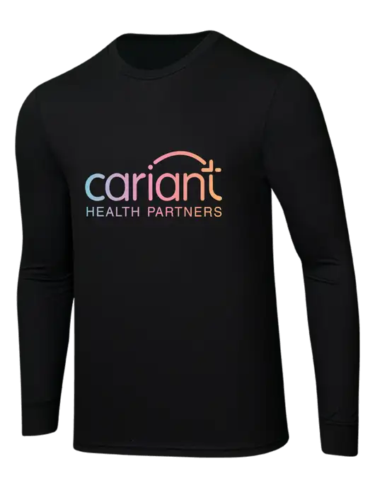 Cariant Simply Soft Long Sleeve Black 4.5 oz, Poly/Combed Ring Spun Cotton T-Shirt w/Cariant Logo