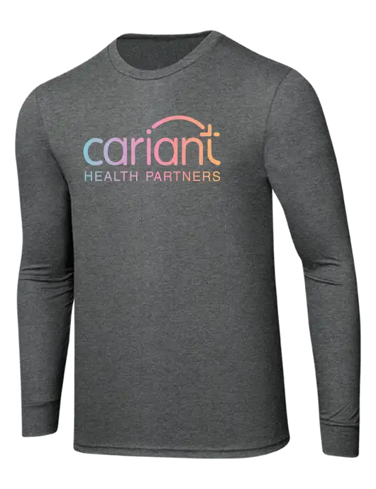 Cariant Simply Soft Long Sleeve Grey Frost 4.5 oz, Poly/Combed Ring Spun Cotton T-Shirt w/Cariant Logo