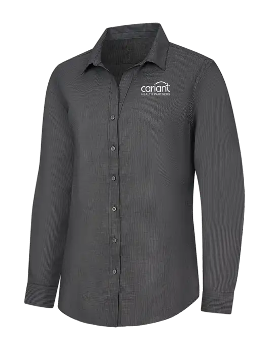 Cariant Charcoal Womens Pincheck Easy Care Shirt w/Cariant Logo