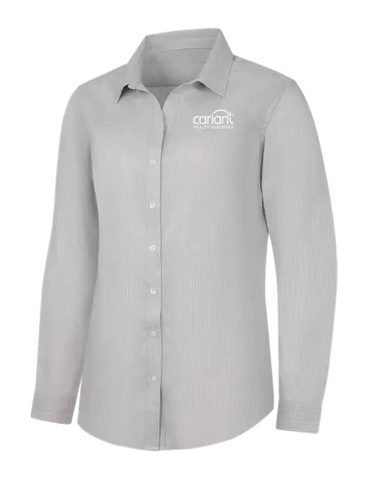 Cariant Light Grey/White Womens Pincheck Easy Care Shirt w/Cariant Logo