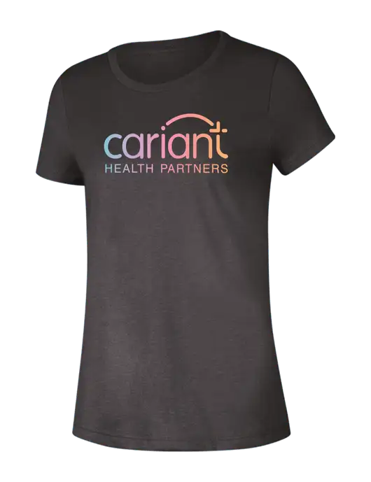 Cariant Womens Seriously Soft Heathered Charcoal T-Shirt w/Cariant Logo