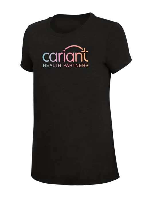 Cariant Womens Simply Soft Black 4.5oz Poly/Combed Ring Spun Cotton T-Shirt w/Cariant Logo