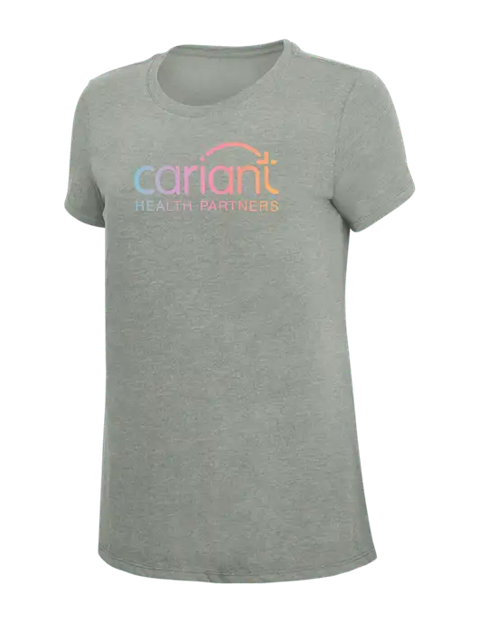 Cariant Womens Simply Soft Grey Frost 4.5oz  Poly/Combed Ring Spun Cotton T-Shirt w/Cariant Logo