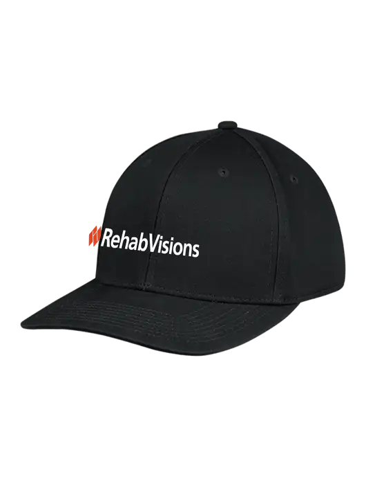 RehabVisions Premium Modern Structured Twill Black Snapback Cap w/RehabVisions Logo