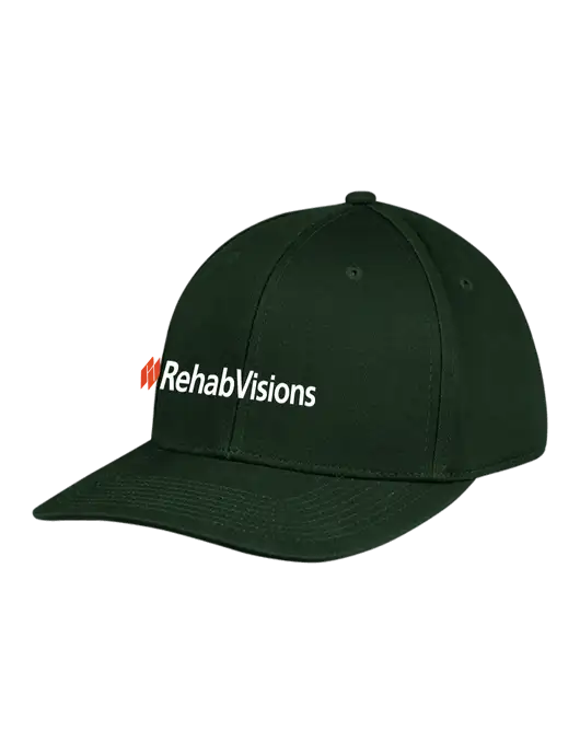 RehabVisions Premium Modern Structured Twill Dark Green Snapback Cap w/RehabVisions Logo