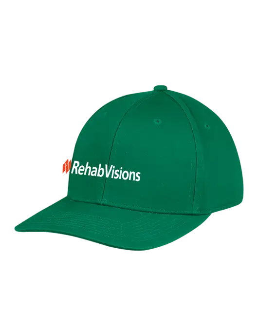 RehabVisions Premium Modern Structured Twill Kelly Green Snapback Cap w/RehabVisions Logo