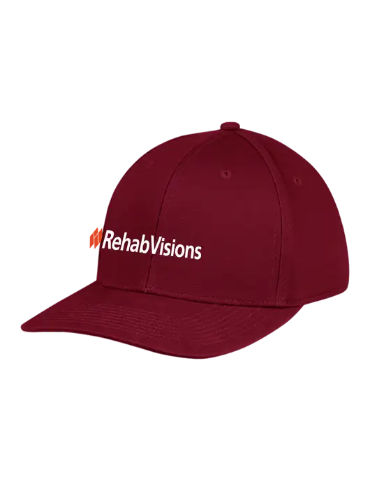 RehabVisions Premium Modern Structured Twill Maroon Snapback Cap w/RehabVisions Logo