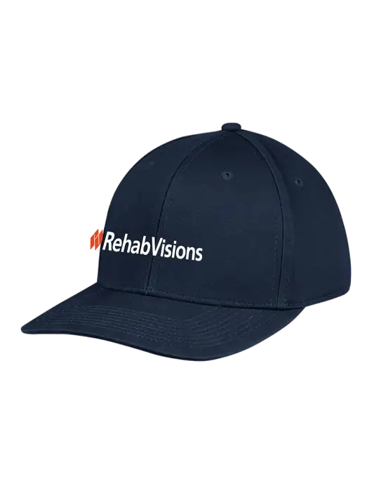 RehabVisions Premium Modern Structured Twill Navy Snapback Cap w/RehabVisions Logo