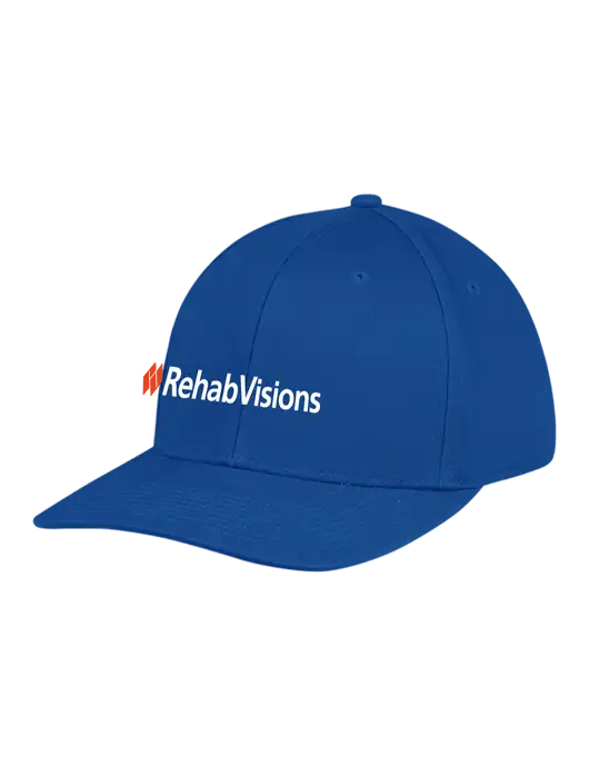 RehabVisions Premium Modern Structured Twill Royal Snapback Cap w/RehabVisions Logo