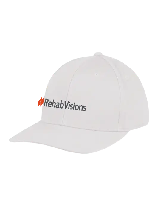 RehabVisions Premium Modern Structured Twill White Snapback Cap w/RehabVisions Logo