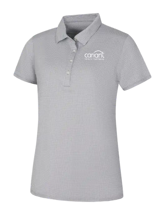 Cariant Light Grey/White Womens Gingham Polo w/Cariant Logo