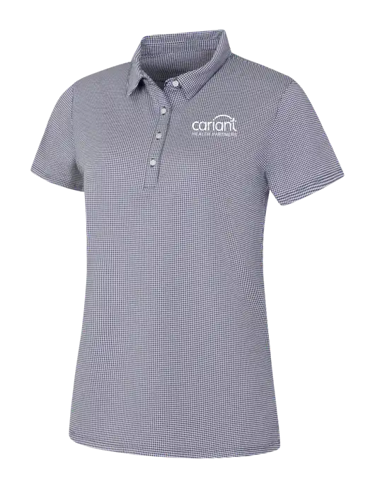 Cariant Navy/White Womens Gingham Polo w/Cariant Logo