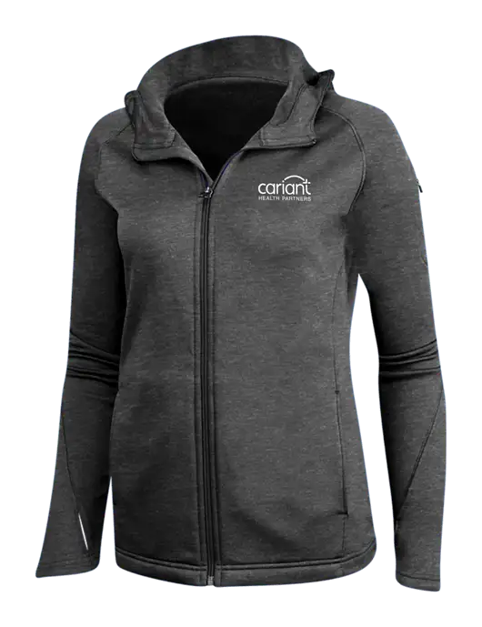Cariant Dark Grey Heather Womens Tech Fleece Full-Zip Hooded Jacket w/Cariant Logo