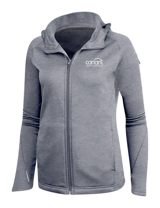 Cariant Grey Heather Womens Tech Fleece Full-Zip Hooded Jacket w/Cariant Logo