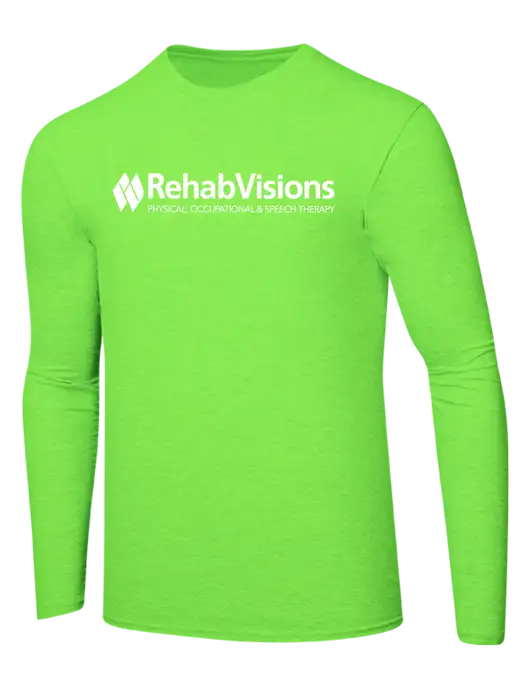 RehabVisions Ring Spun Neon Green 4.5 oz Long Sleeve T-Shirt w/RehabVisions Logo