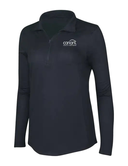 Cariant Black Triad Solid Women's Posicharge Tri-Blend Wicking 1/4 Zip Pullover w/Cariant Logo