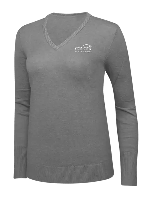 Cariant Charcoal Heather Womens V-Neck Sweater w/Cariant Logo