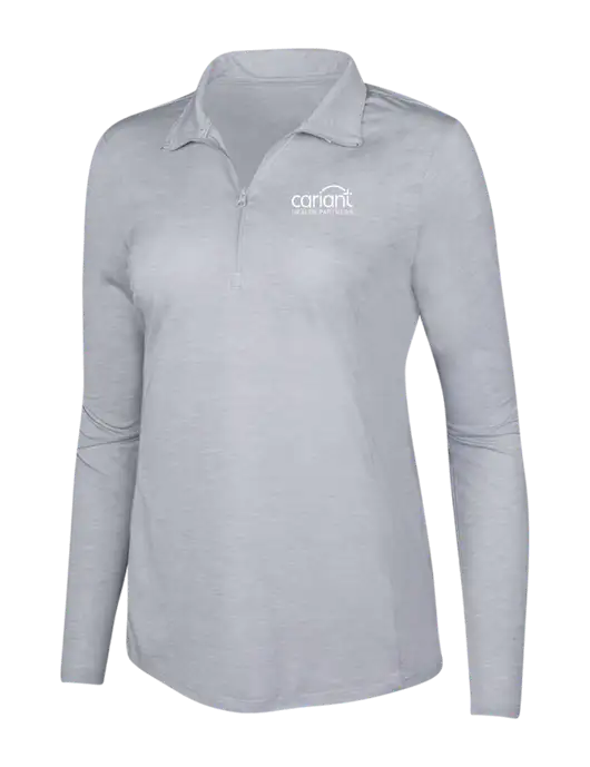 Cariant Light Grey Heather Women's Posicharge Tri-Blend Wicking 1/4 Zip Pullover w/Cariant Logo