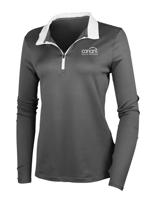 Cariant NIKE Dark Grey/White Womens Dry-Fit Stretch 1/2 Zip Cover-Up w/Cariant Logo