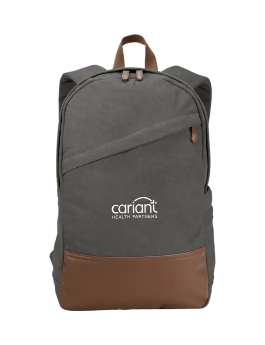 Cariant Vintage Modern Grey Canvas 18" Laptop Backpack w/Cariant Logo
